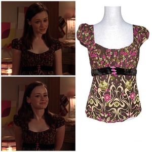 Rare Vintage Y2k Silk Floral Top As Seen On Rory … - image 1